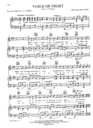 Picture of Voce 'e notte (Voice of Night), C.O. Lardini & Ernesto de Curtis, sheet music