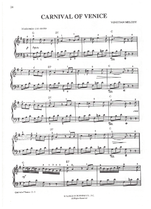 Picture of Carnival of Venice, Italian folk song, piano solo, sheet music