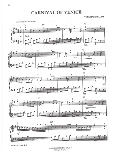 Picture of Carnival of Venice, Italian folk song, piano solo, sheet music