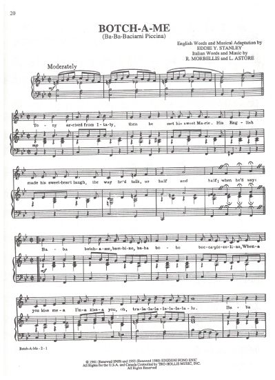 Picture of Botch-A-Me (Ba-Ba-Baciami Piccina), Riccardo Morbellis & Luigi Astore, popularized by Rosemary Clooney, sheet music