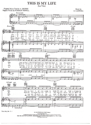 Picture of La Vita (This is My Life), Antonio Amurri & Bruno Canfora, recorded by Shirley Bassey, sheet music