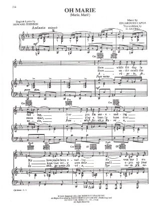 Picture of Maria Mari (Oh Marie), Eduardo di Capua, arr. Domenico Savino, sheet music