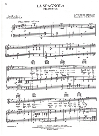 Picture of La Spagnola (Maid of Spain), Vincenzo di Chiara, arr. Domenico Savino, sheet music
