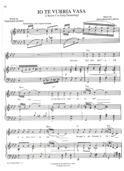 Picture of Io te vurria vasa (I Know I'm Only Dreaming), Vincenzo Russo & Eduardo di Capua, sheet music