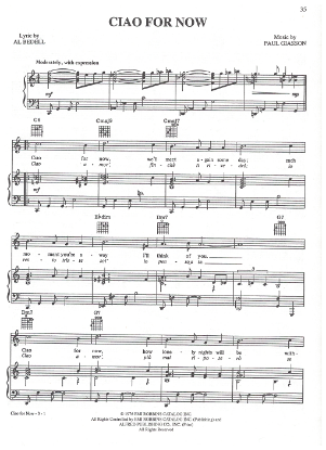 Picture of Ciao for Now, Al Bedell & Paul Giasson, sheet music