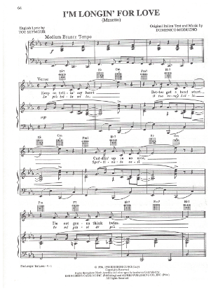 Picture of Musetto (I'm Longin' for Love), written & recorded by Domenico Modungo, sheet music 