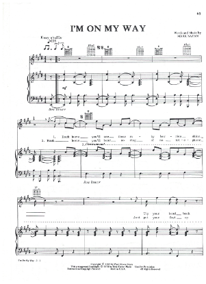 Picture of I'm On My Way, Mark Safan, recorded by The Captain & Tennille, sheet music, pdf copy