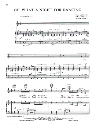 Picture of Oh What a Night for Dancing, Barry White & Vance Wilson, recorded by Barry White, sheet music