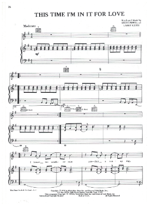 Picture of This Time I'm In It For Love, Steve Pippin & Larry Keith, recorded by Player, sheet music