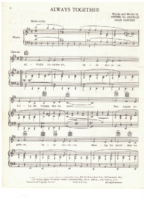 Picture of Always Together, Peter DeAngelis & Jean Sawyer, recorded by Dean Martin, sheet music