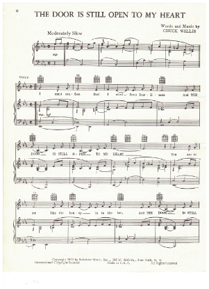 Picture of The Door is Still Open to My Heart, Chuck Willis, recorded by Dean Martin, sheet music