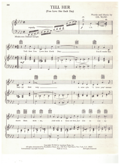 Picture of Tell Her (You Love Her Each Day), Gil Ward, recorded by Dean Martin, pdf copy