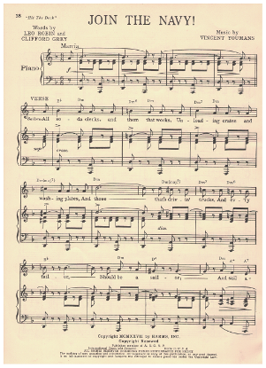 Picture of Join the Navy, from MC "Hit the Deck", Leo Robin/ Clifford Grey/ Vincent Youmans, sheet music