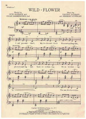 Picture of Wild Flower, from MC "Wildflower", Otto Harbach/ Oscar Hammerstein 2nd/ Herbert Stothart/ Vincent Youmans, sheet music
