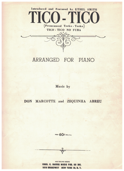 Picture of Tico-Tico, Zequinha Abreu, arranged & recorded by Ethel Smith, piano solo sheet music