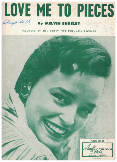 Picture of Love Me to Pieces, full cover portrait picture, Melvin Endsley, recorded by Jill Corey