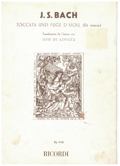 Picture of Toccata and Fugue in d minor, J. S. Bach, transcr. Jose de Azpiazu, classical guitar solo, sheet music