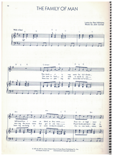Picture of The Family of Man, Paul Williams & Jack Conrad, recorded by Three Dog Night, sheet music