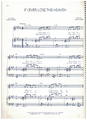 Picture of If I Ever Lose This Heaven, Pam Sawyer & Leon Ware, recorded by Average White Band, sheet music, out of print - to be processed & e-mailed within 48 hours of receipt of order