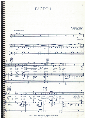 Picture of Rag Doll, Steve Eaton, recorded by Sammy Johns, sheet music