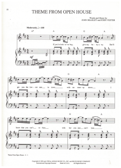 Picture of Theme from "Open House", John Beasley & John Vester, sheet music