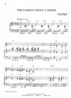 Picture of The Famous Teddy Z Theme, Steve Tyrell, sheet music