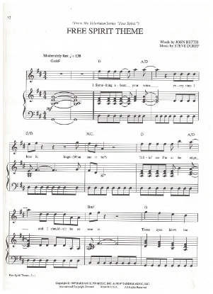 Picture of Free Spirit Theme, John Bettis & Steve Dorff, sheet music, pdf copy 