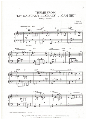 Picture of Theme from "My Dad Can't Be Crazy Can He?" (Nicky's Theme), Earl Rose, piano solo, sheet music