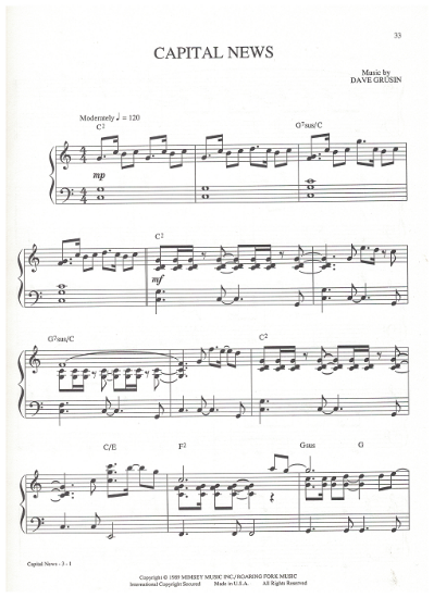Picture of Capital News, Dave Grusin, piano solo, sheet music