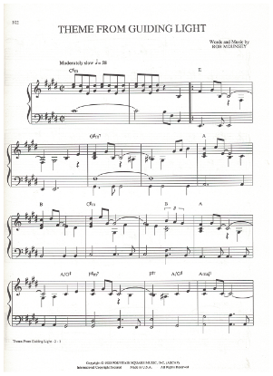 Picture of Theme from Guiding Light, Rob Mounsey, piano solo, sheet music