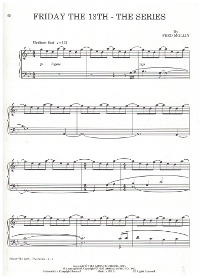 Picture of Friday the 13th - The Series, Fred Mollin, piano solo, sheet music