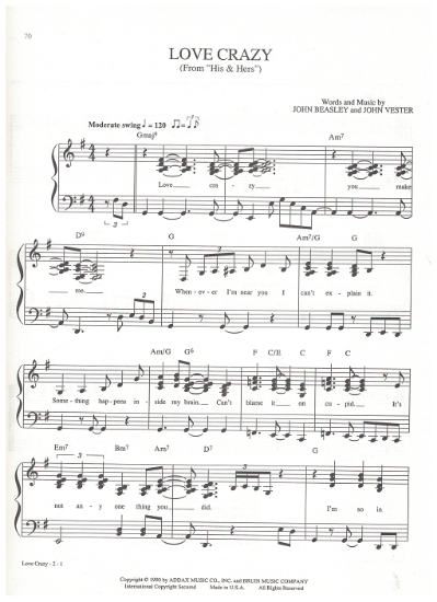 Picture of Love Crazy (Theme from "His and Hers"), John Beasley & John Vester, sheet music
