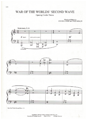 Picture of War of the Worlds' Second Wave (Opening Credits Theme), Steven Cohen & Fred Mollin, piano solo, sheet music