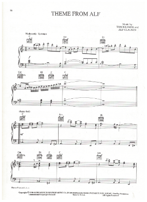 Picture of Alf, Theme from, Tom Kramer & Alf Clausen, piano solo sheet music, pdf copy