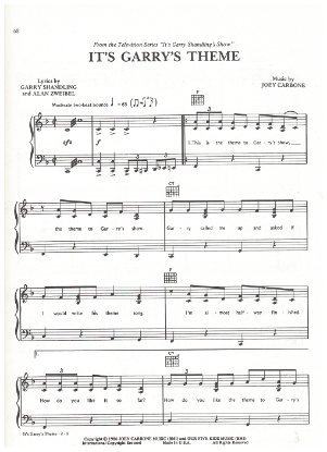 Picture of It's Garry's Theme, theme from the Garry Shandling Show, sheet music