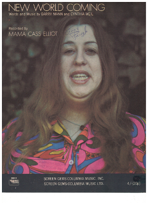 Picture of New World Coming, Barry Mann & Cynthia Weil, recorded by Mama Cass Elliot, sheet music