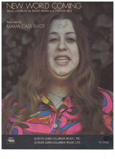 Picture of New World Coming, Barry Mann & Cynthia Weil, recorded by Mama Cass Elliot, sheet music