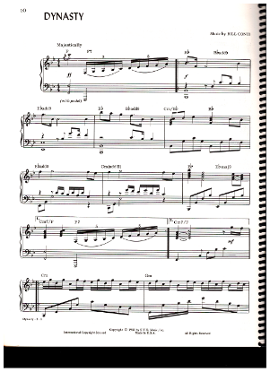 Picture of Dynasty, title theme from TV show, Bill Conti, piano solo, sheet music