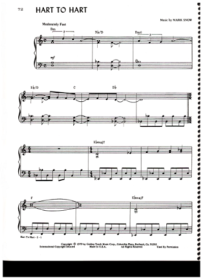 Picture of Hart to Hart, TV show title theme, Mark Snow, piano solo, sheet music