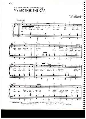 Picture of My Mother the Car, TV show title song, Paul Hampton, sheet music
