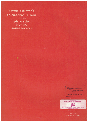 Picture of An American in Paris in Miniature, George Gershwin, paraphrased by Maurice C. Whitney, piano solo sheet music