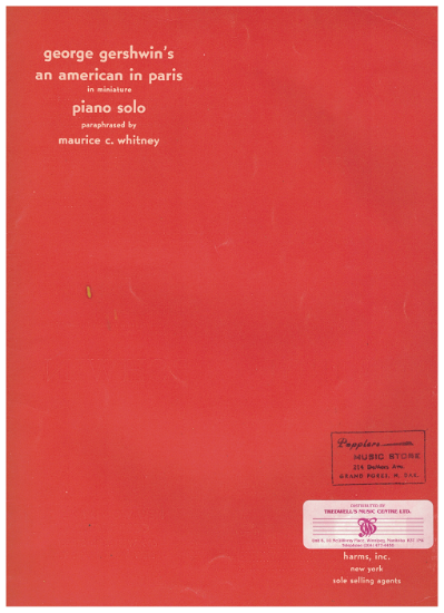 Picture of An American in Paris in Miniature, George Gershwin, paraphrased by Maurice C. Whitney, piano solo sheet music