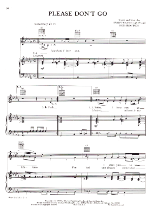 Picture of Please Don't Go, Harry Wayne Casey & Richard Finch, recorded by K.C. & the Sunshine Band, sheet music