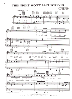 Picture of This Night Won't Last Forever, Bill LaBounty & Roy Freeland, recorded by Michael Johnson, sheet music