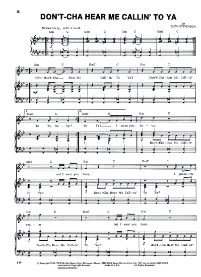 Picture of Don't-Cha Hear Me Callin' To Ya, Rudy Stevenson, recorded by The 5th Dimension, sheet music