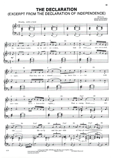 Picture of The Declaration, Julius Johnsen & Rene de Knight, recorded by The 5th Dimension, sheet music