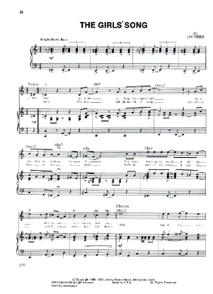 Picture of The Girls' Song, Jim Webb, recorded by The 5th Dimension, sheet music