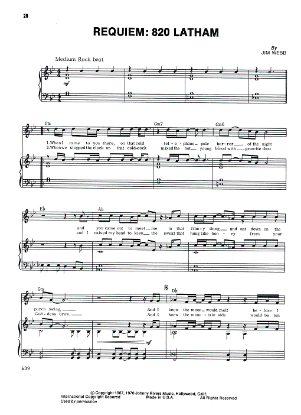 Picture of Requiem: 820 Latham, Jim Webb, recorded by The 5th Dimension, sheet music