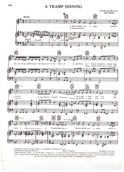 Picture of A Tramp Shining, Jimmy Webb, recorded by Richard Harris