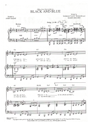 Picture of Black and Blue, What Did I Do To Be So, musical revue title song, Harry Brooks/ Andy Razaf/ Fats Waller, sheet music
